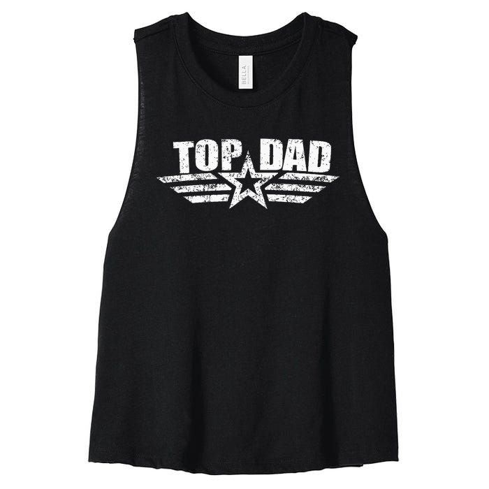 80s Top Dad Fathers Day Gift from Daughter Son Wife Women's Racerback Cropped Tank