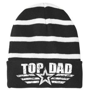 80s Top Dad Fathers Day Gift from Daughter Son Wife Striped Beanie with Solid Band