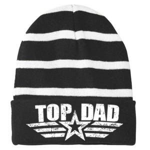 80s Top Dad Fathers Day Gift From Daughter Son Kids Wife Striped Beanie with Solid Band