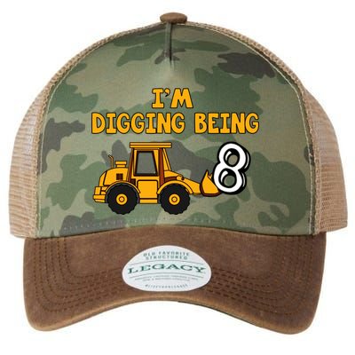 8th Birthday I'm Digging Being Eight Legacy Tie Dye Trucker Hat