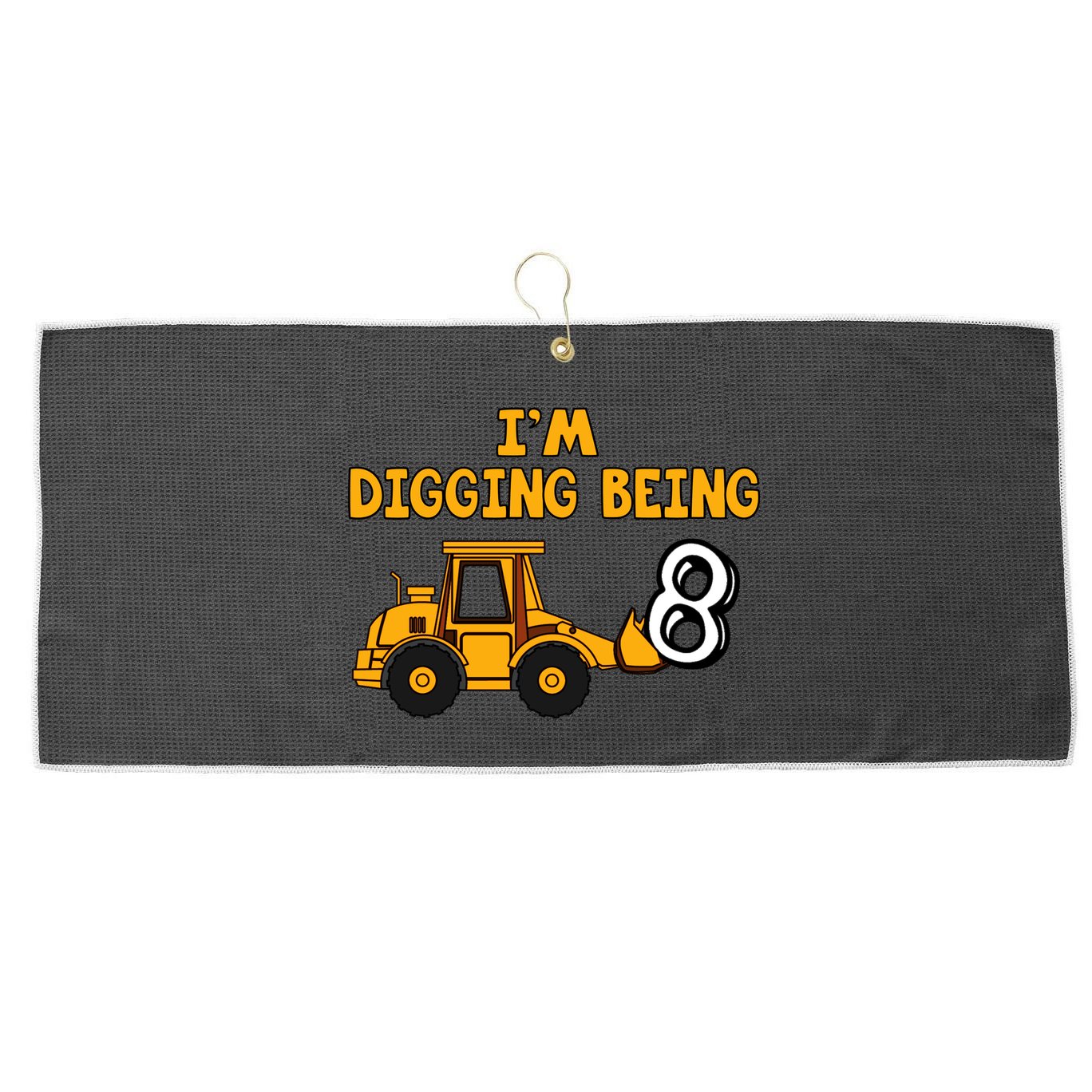 8th Birthday I'm Digging Being Eight Large Microfiber Waffle Golf Towel