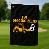 8th Birthday I'm Digging Being Eight Golf Towel