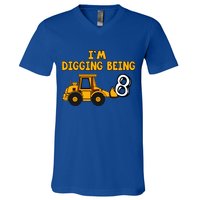 8th Birthday I'm Digging Being Eight V-Neck T-Shirt