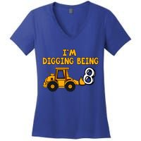 8th Birthday I'm Digging Being Eight Women's V-Neck T-Shirt