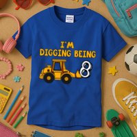 8th Birthday I'm Digging Being Eight Kids T-Shirt