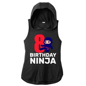 8th Birthday Ninja Ladies PosiCharge Tri-Blend Wicking Draft Hoodie Tank