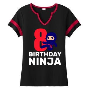 8th Birthday Ninja Ladies Halftime Notch Neck Tee