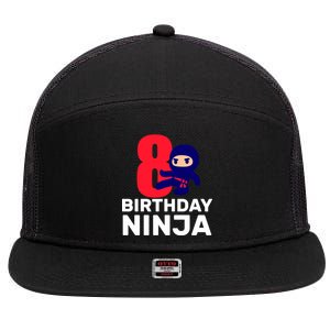 8th Birthday Ninja 7 Panel Mesh Trucker Snapback Hat