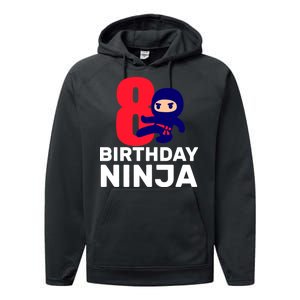 8th Birthday Ninja Performance Fleece Hoodie