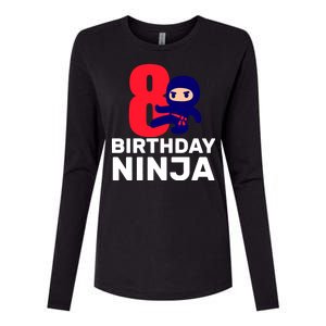 8th Birthday Ninja Womens Cotton Relaxed Long Sleeve T-Shirt