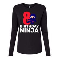 8th Birthday Ninja Womens Cotton Relaxed Long Sleeve T-Shirt