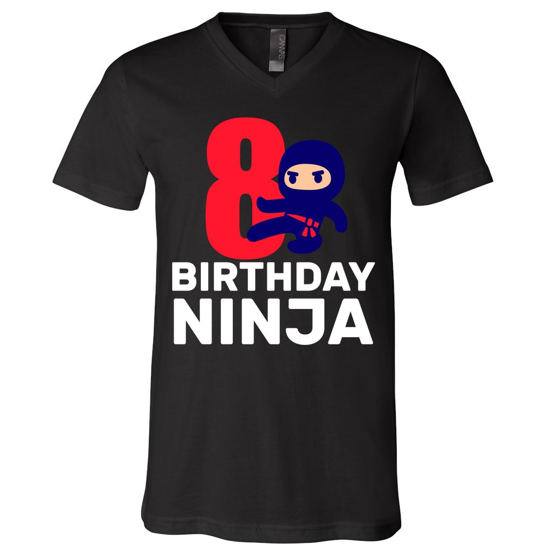 8th Birthday Ninja V-Neck T-Shirt