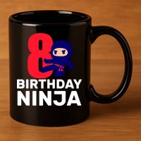 8th Birthday Ninja 11oz C Handle Ceramic Mug