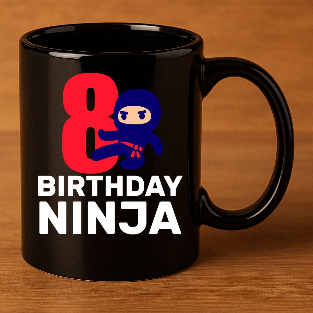 8th Birthday Ninja 11oz C Handle Ceramic Mug