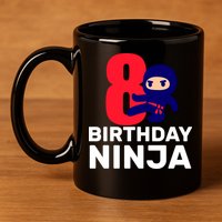 8th Birthday Ninja 11oz C Handle Ceramic Mug