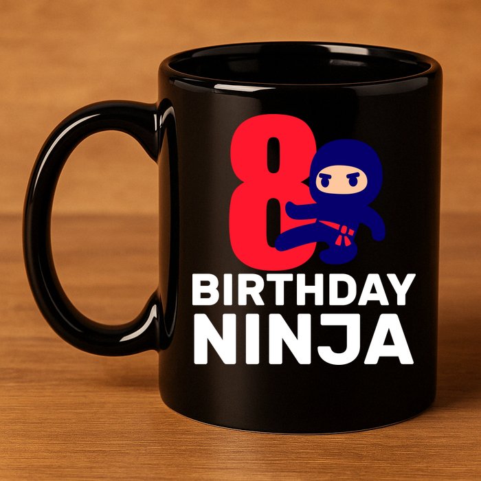 8th Birthday Ninja 11oz C Handle Ceramic Mug