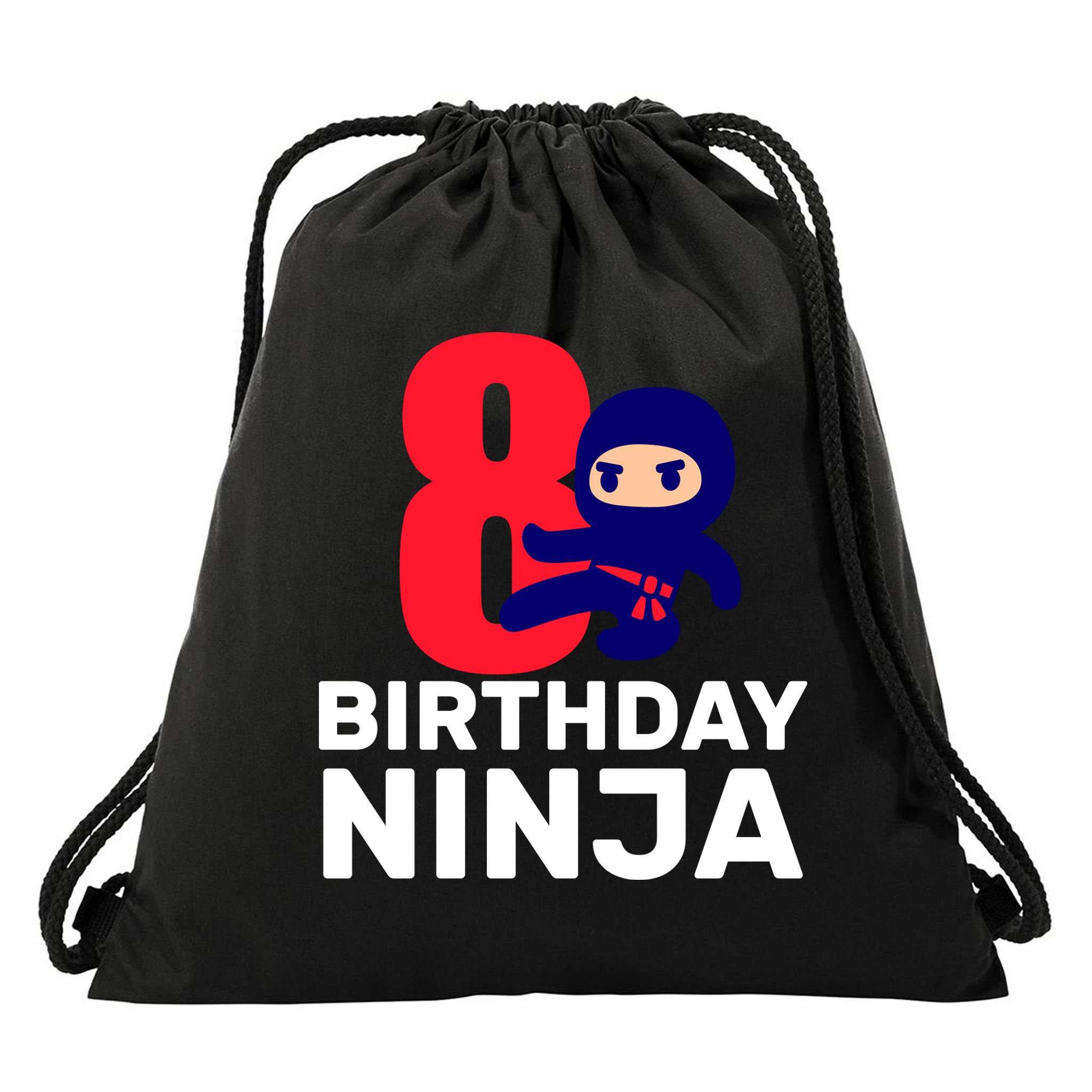 8th Birthday Ninja Drawstring Bag