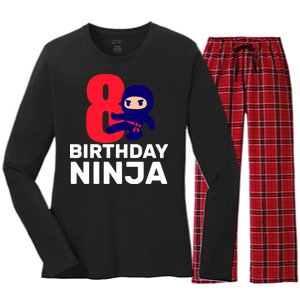 8th Birthday Ninja Women's Long Sleeve Flannel Pajama Set 