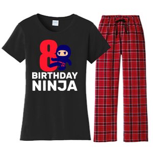 8th Birthday Ninja Women's Flannel Pajama Set