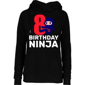 8th Birthday Ninja Womens Funnel Neck Pullover Hood