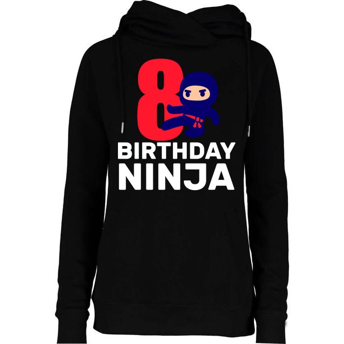 8th Birthday Ninja Womens Funnel Neck Pullover Hood