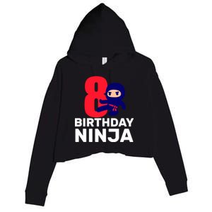 8th Birthday Ninja Crop Fleece Hoodie