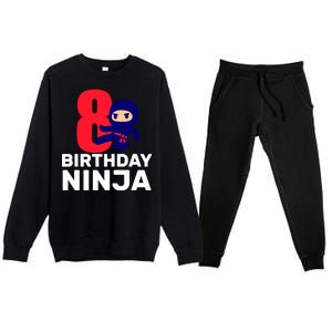 8th Birthday Ninja Premium Crewneck Sweatsuit Set