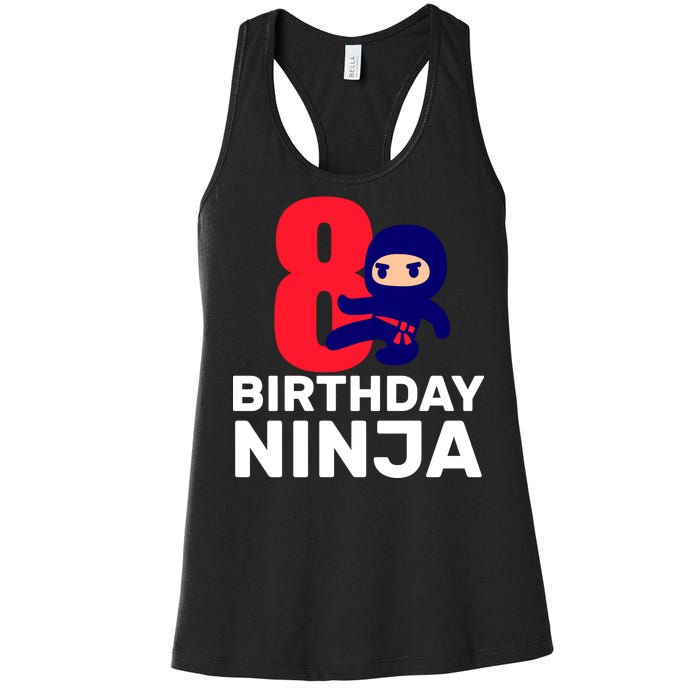 8th Birthday Ninja Women's Racerback Tank