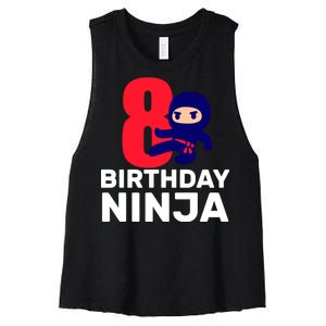 8th Birthday Ninja Women's Racerback Cropped Tank