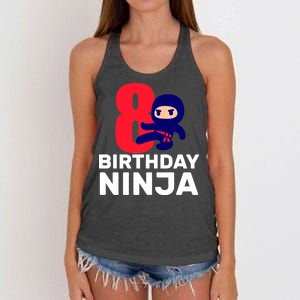 8th Birthday Ninja Women's Knotted Racerback Tank