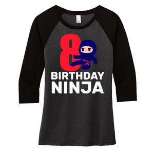 8th Birthday Ninja Women's Tri-Blend 3/4-Sleeve Raglan Shirt