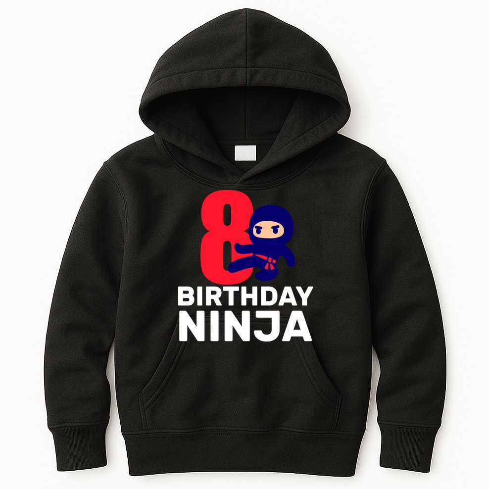 8th Birthday Ninja Kids Hoodie