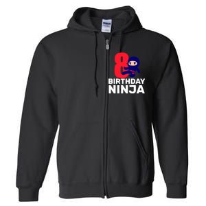 8th Birthday Ninja Full Zip Hoodie