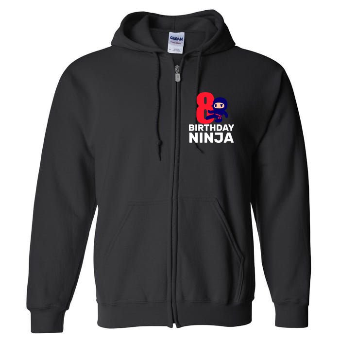 8th Birthday Ninja Full Zip Hoodie