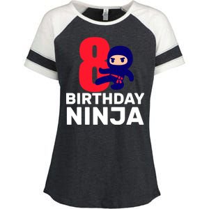 8th Birthday Ninja Enza Ladies Jersey Colorblock Tee