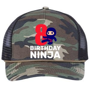 8th Birthday Ninja Retro Rope Trucker Hat Cap