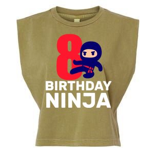 8th Birthday Ninja Garment-Dyed Women's Muscle Tee