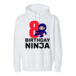 8th Birthday Ninja Garment-Dyed Fleece Hoodie