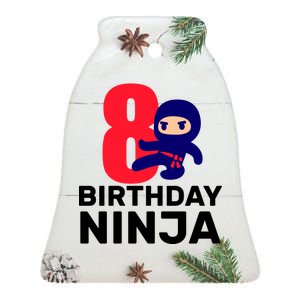 8th Birthday Ninja Ceramic Bell Ornament