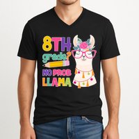 8th Grade? No Prob Llama V-Neck T-Shirt