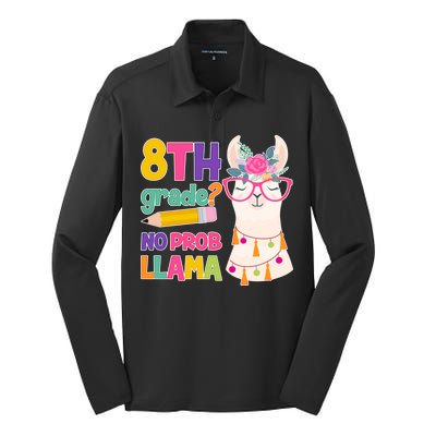 8th Grade? No Prob Llama Silk Touch Performance Long Sleeve Polo