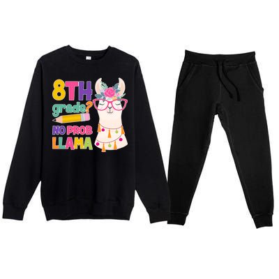 8th Grade? No Prob Llama Premium Crewneck Sweatsuit Set