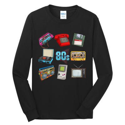 80s Throwback Retro Vintage Funny Party Cassette Tapes Tall Long Sleeve T-Shirt