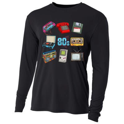 80s Throwback Retro Vintage Funny Party Cassette Tapes Cooling Performance Long Sleeve Crew