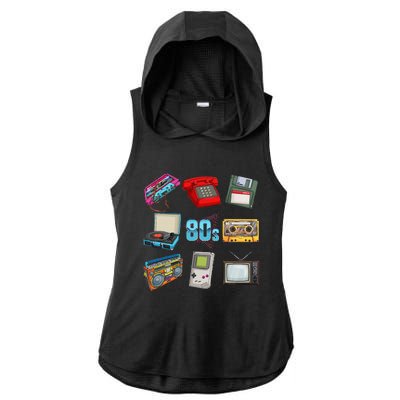 80S Throwback Retro Vintage Party Cassette Tapes Ladies PosiCharge Tri-Blend Wicking Draft Hoodie Tank