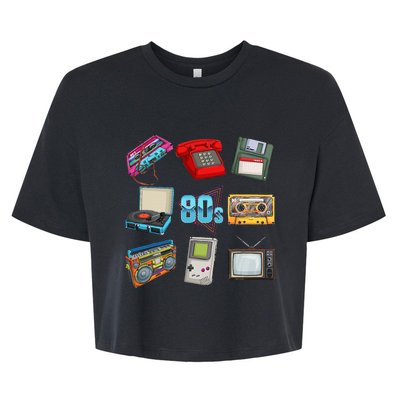 80S Throwback Retro Vintage Party Cassette Tapes Bella+Canvas Jersey Crop Tee