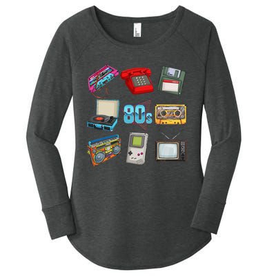 80S Throwback Retro Vintage Party Cassette Tapes Women's Perfect Tri Tunic Long Sleeve Shirt