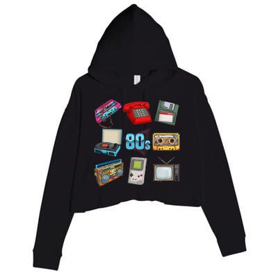 80S Throwback Retro Vintage Party Cassette Tapes Crop Fleece Hoodie