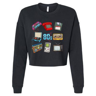 80S Throwback Retro Vintage Party Cassette Tapes Cropped Pullover Crew