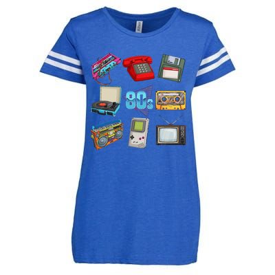 80S Throwback Retro Vintage Party Cassette Tapes Enza Ladies Jersey Football T-Shirt